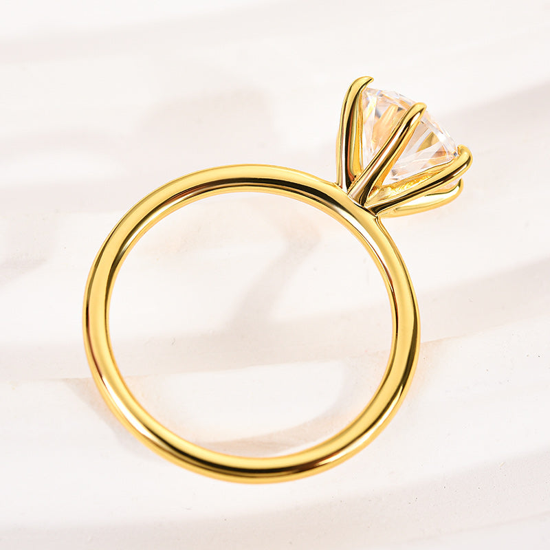 2.0Ct Moissanite Round Cut Ring | 925 Sterling Silver Plated White/Yellow Gold
