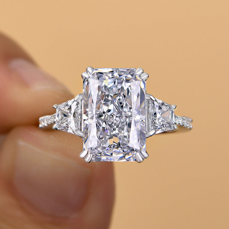 Gorgeous 6.5Ct Radiant Cut Three Stone Engagement Ring