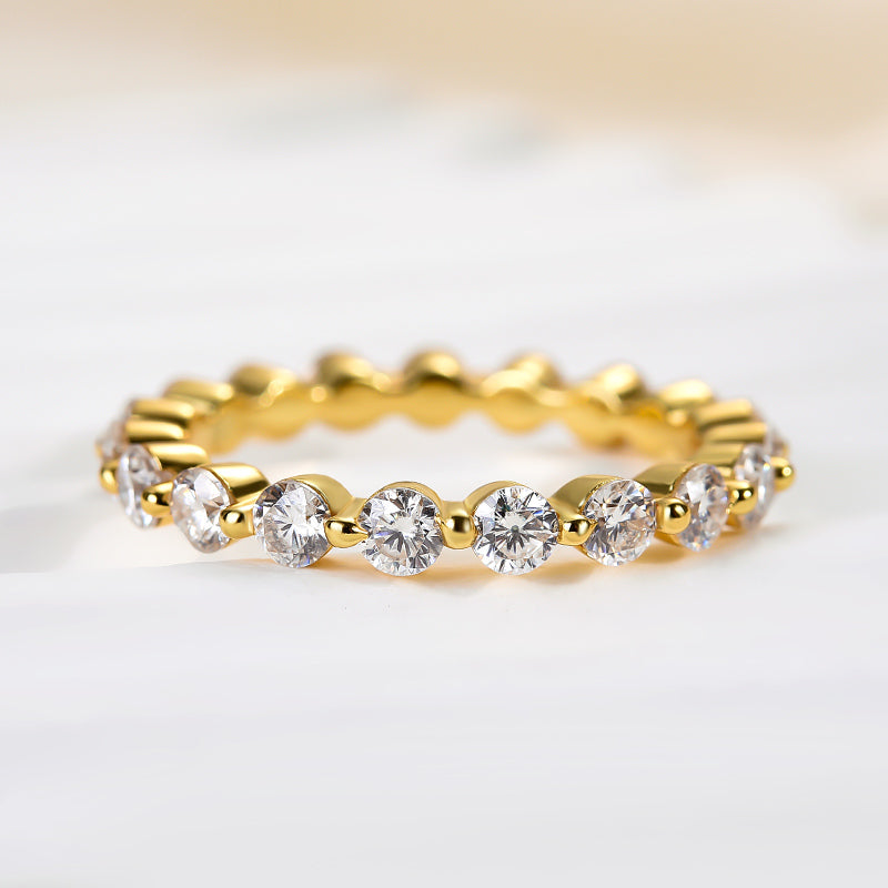 1.5Ct Moissanite Eternity Band - 925 Silver Gold Plated