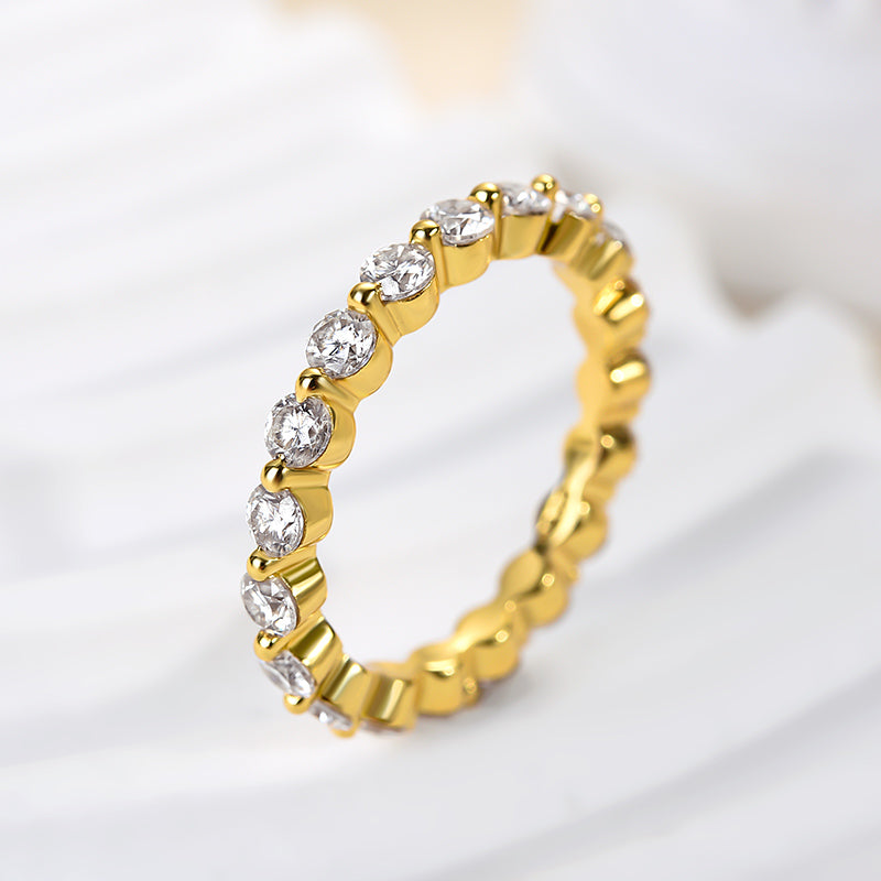 1.5Ct Moissanite Eternity Band - 925 Silver Gold Plated