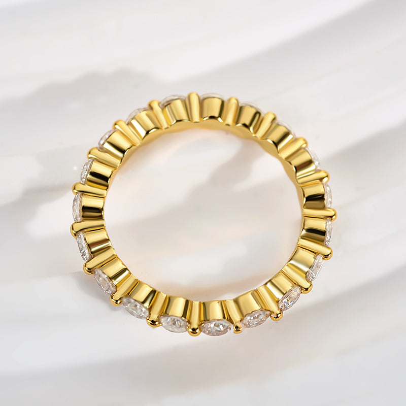 1.5Ct Moissanite Eternity Band - 925 Silver Gold Plated