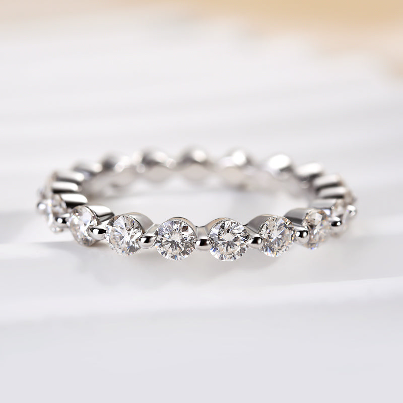 1.5Ct Moissanite Eternity Band - 925 Silver Gold Plated