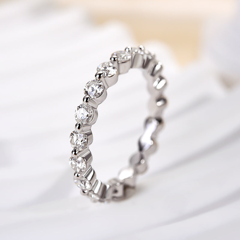 1.5Ct Moissanite Eternity Band - 925 Silver Gold Plated