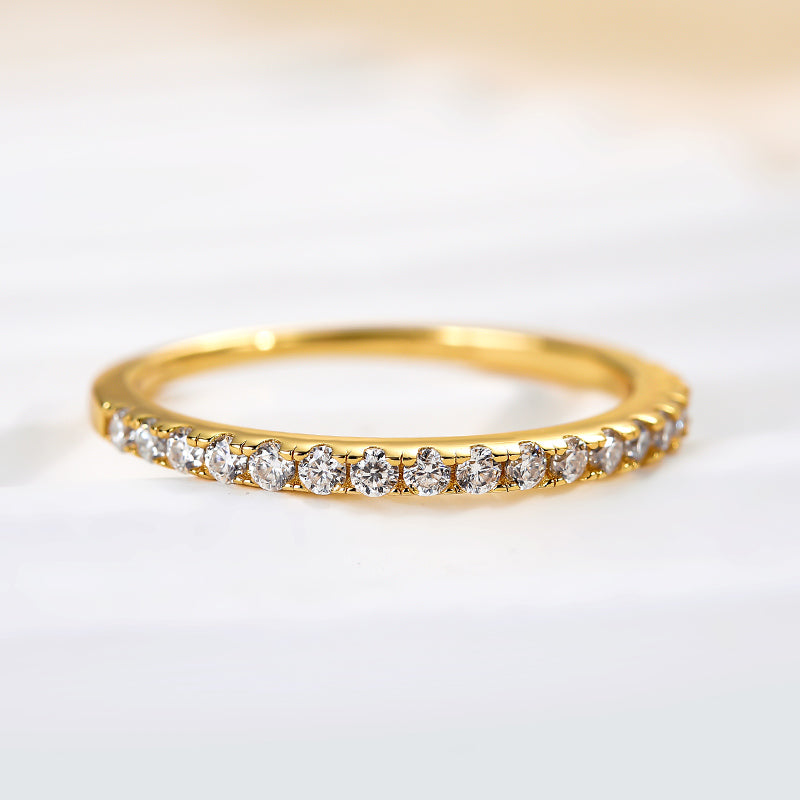 Dainty Moissanite Wedding Band - Half Eternity Ring for Women