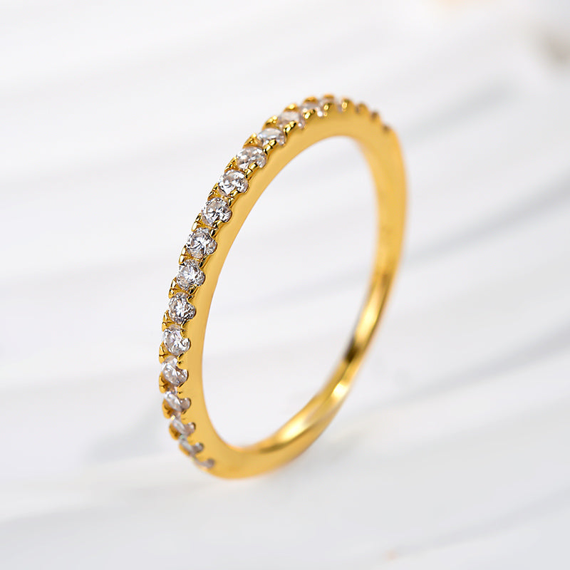 Dainty Moissanite Wedding Band - Half Eternity Ring for Women