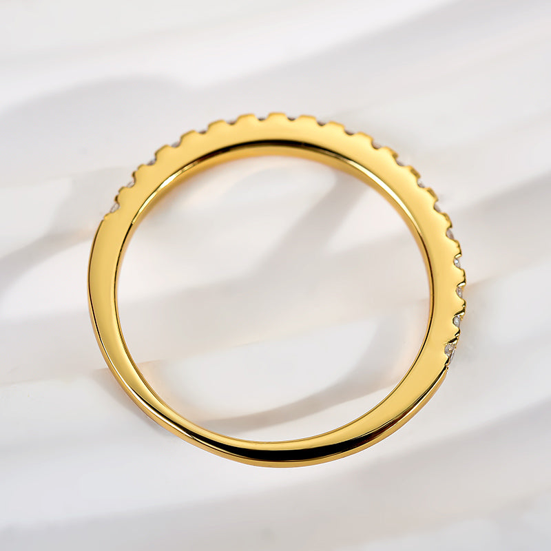 Dainty Moissanite Wedding Band - Half Eternity Ring for Women