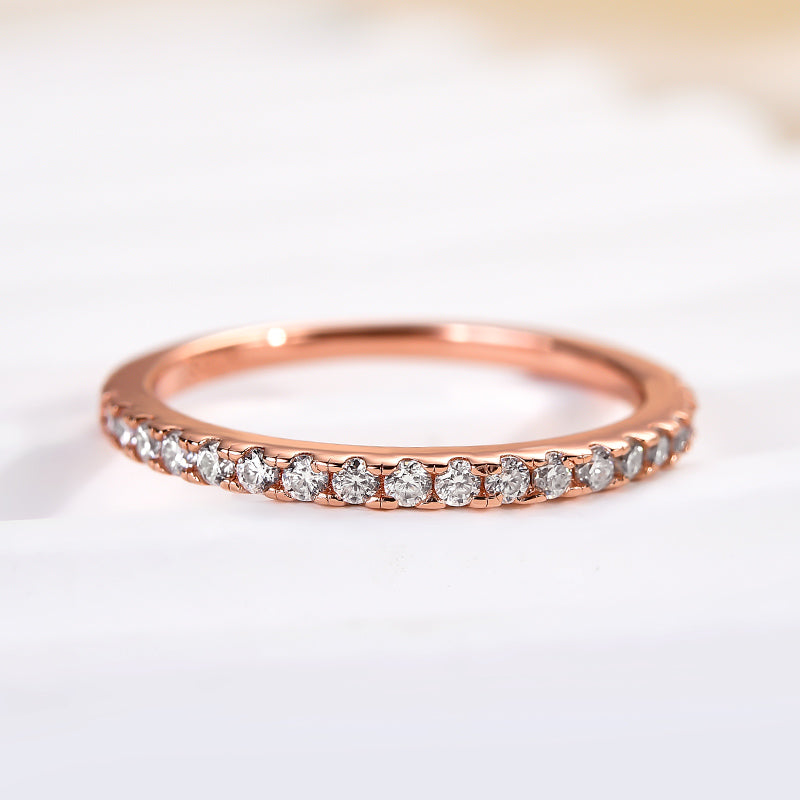 Dainty Moissanite Wedding Band - Half Eternity Ring for Women