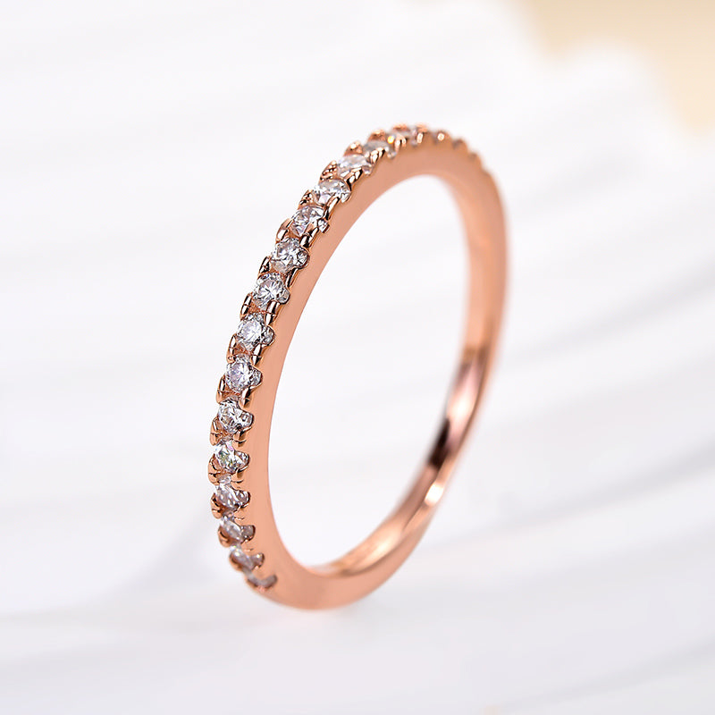 Dainty Moissanite Wedding Band - Half Eternity Ring for Women