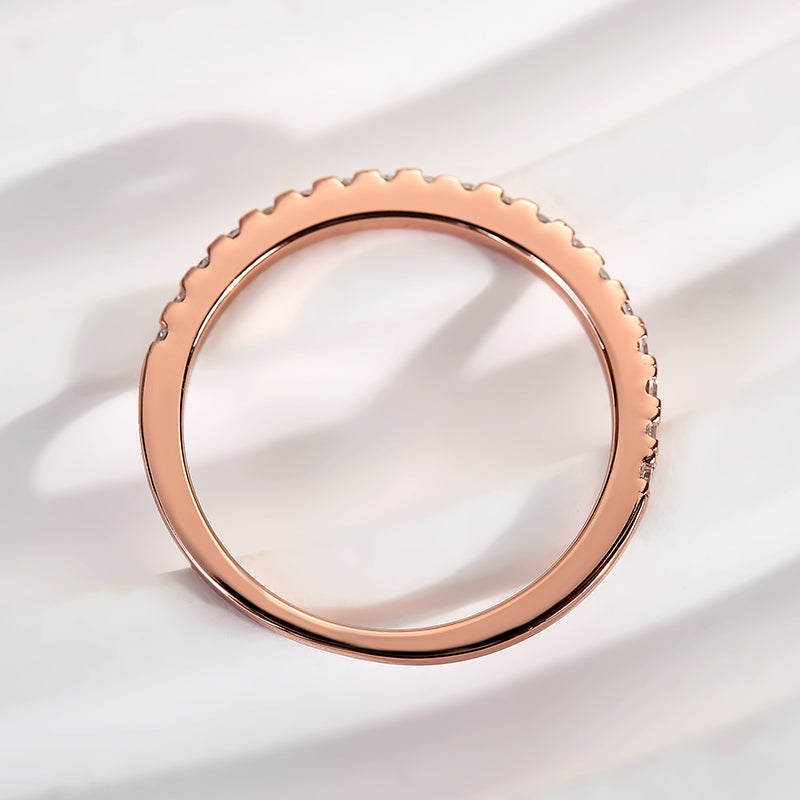 Dainty Moissanite Wedding Band - Half Eternity Ring for Women
