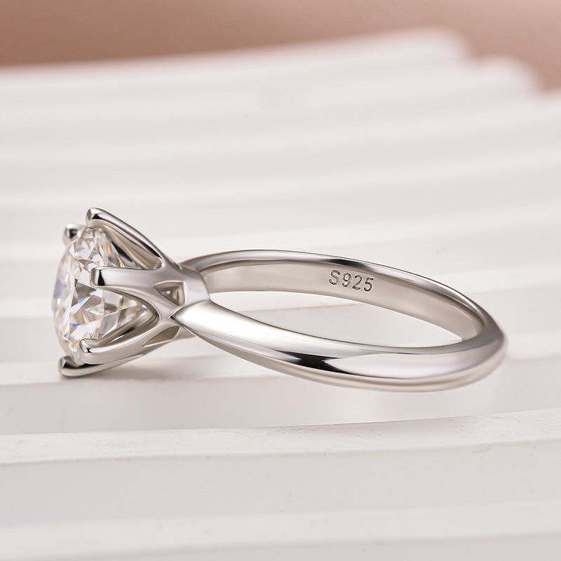2Ct Classic Round Moissanite Ring - 18K White Gold