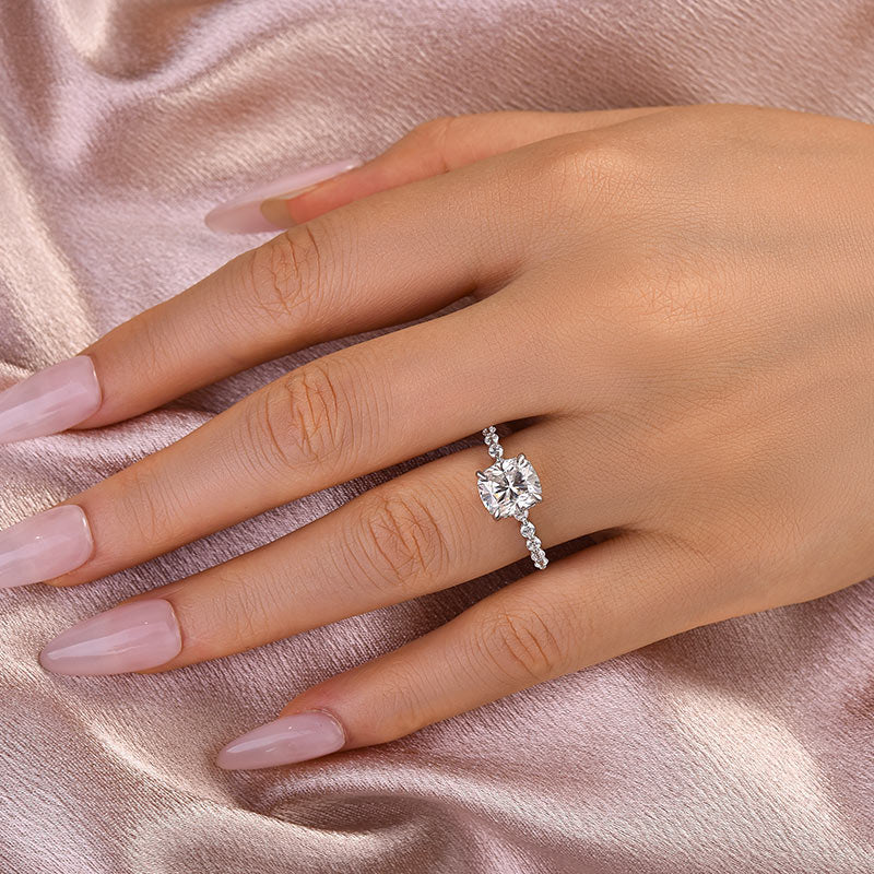 2Ct Cushion Moissanite Ring - Dual-Tone 18K Gold