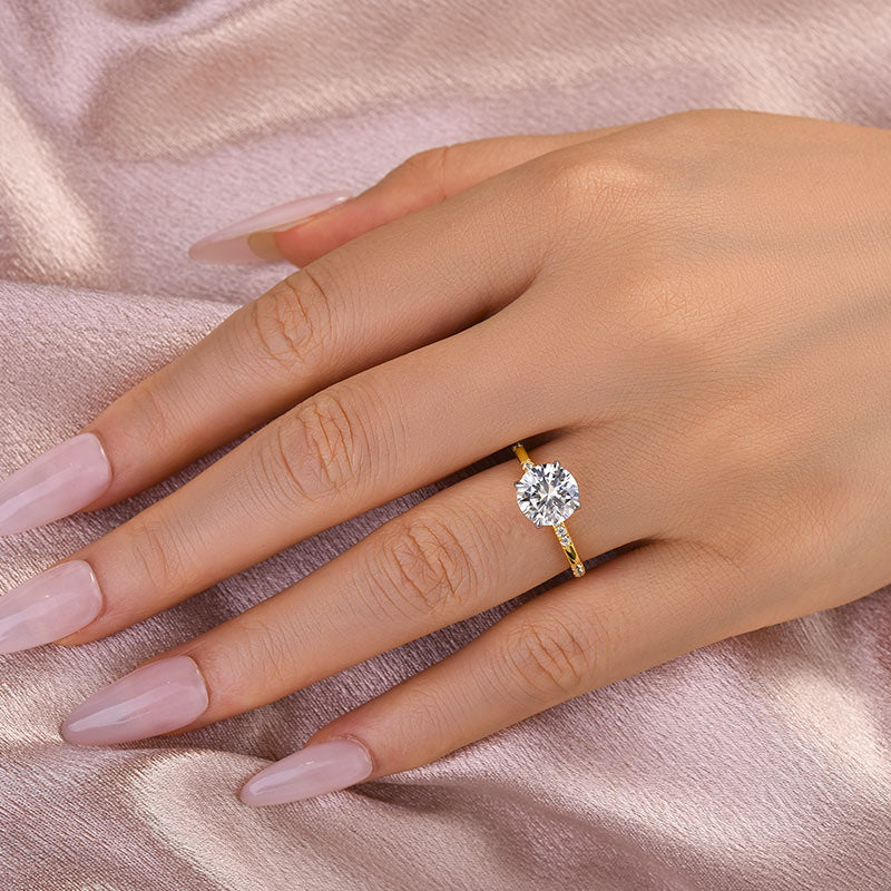 2Ct Two-Tone Moissanite Ring - 8mm Timeless Gold