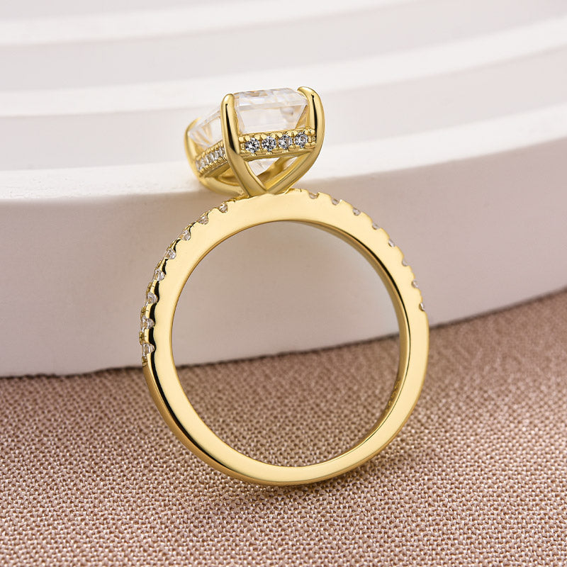 3.5Ct Emerald Cut Moissanite Ring – 925 Silver, White/Yellow Gold Plated