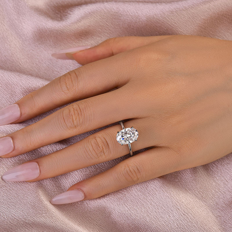 4 Carat Oval Moissanite Ring | 925 Sterling Silver White/Yellow/Rose Gold