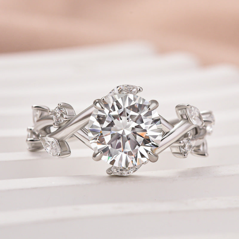 2Ct Vintage Vine Moissanite Ring - Bridal Set