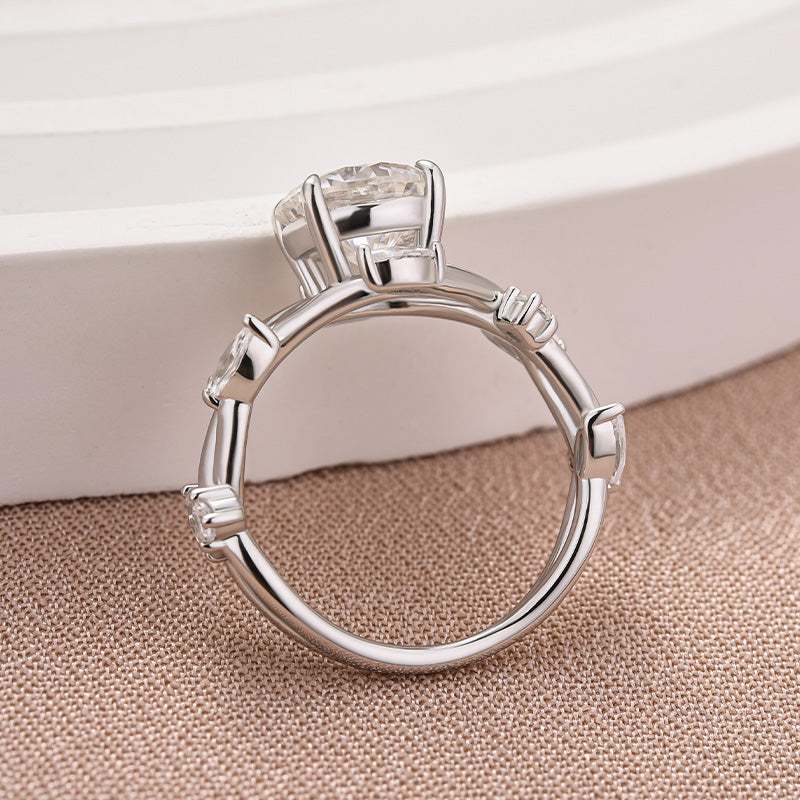 2Ct Vintage Vine Moissanite Ring - Bridal Set