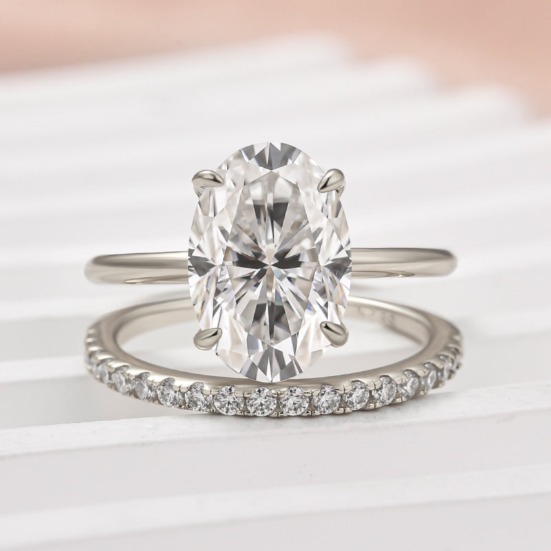 4.0CT Oval Cut Moissanite Ring – 925 Silver Platinum & Gold Plated