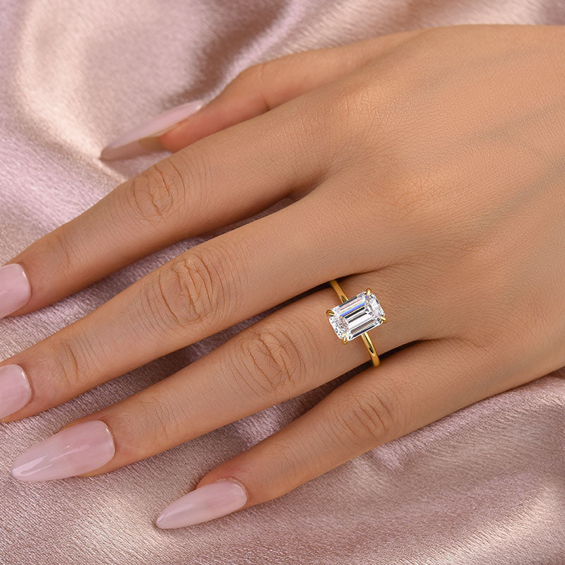 3.5CT Emerald Cut Moissanite Ring 925 Silver