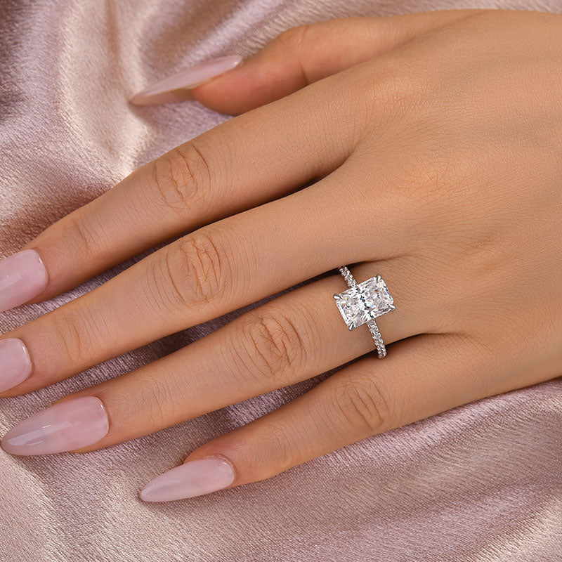 3.5ct Radiant Moissanite Ring – 925 Silver White/Yellow/Rose Gold