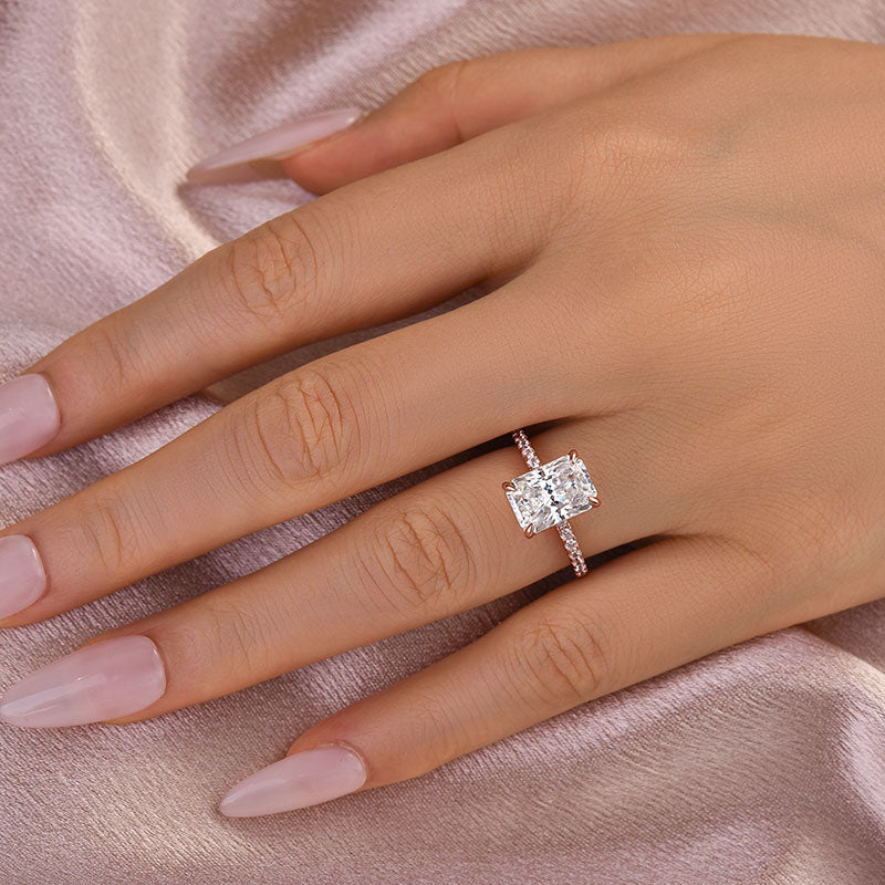3.5ct Radiant Moissanite Ring – 925 Silver White/Yellow/Rose Gold
