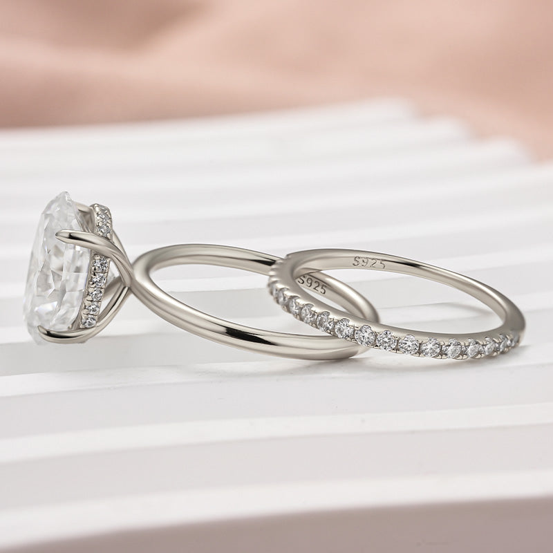 4.0CT Oval Cut Moissanite Ring – 925 Silver Platinum & Gold Plated