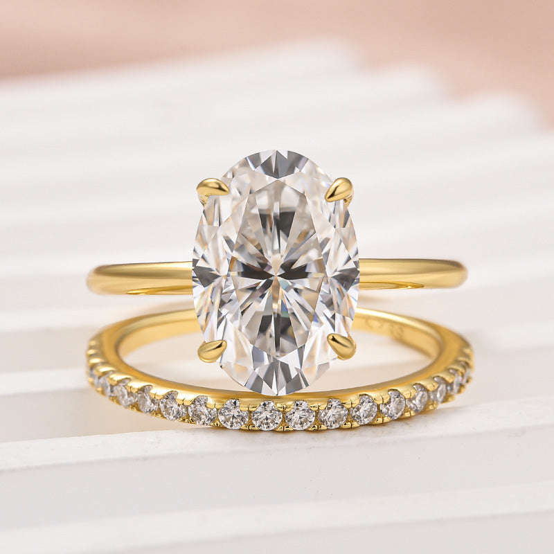 4.0CT Oval Cut Moissanite Ring – 925 Silver Platinum & Gold Plated