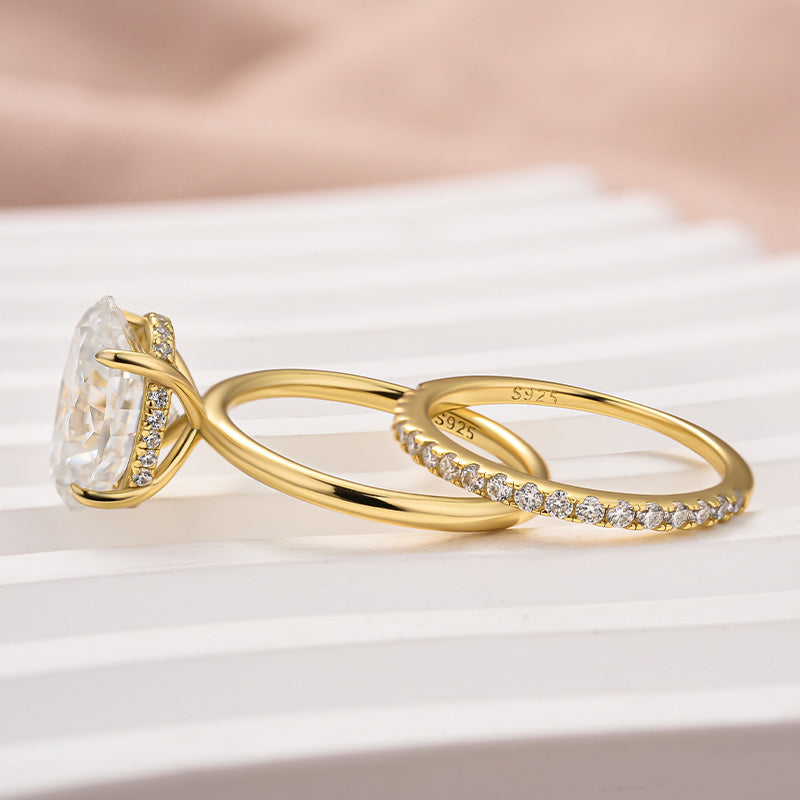 4.0CT Oval Cut Moissanite Ring – 925 Silver Platinum & Gold Plated