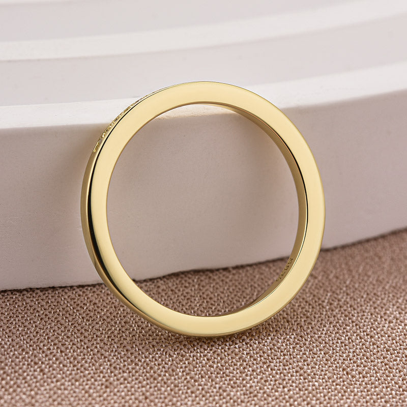 Anillo de canal de moissanita de 0,3 quilates – Plata 925 bañada en oro de 18 quilates