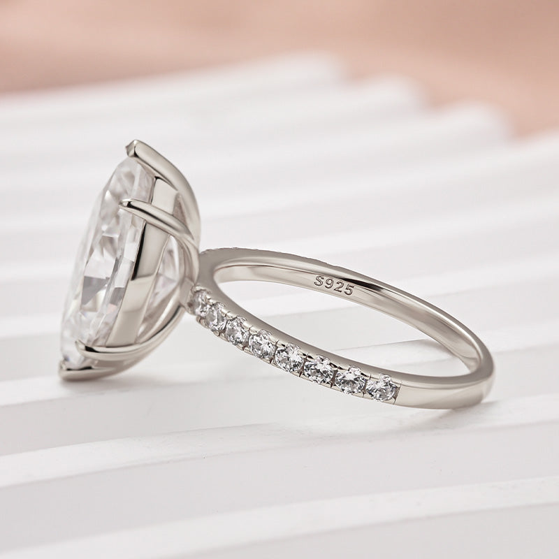 4.0CT Marquise Moissanite Ring – 925 Silver 18K Gold Plated