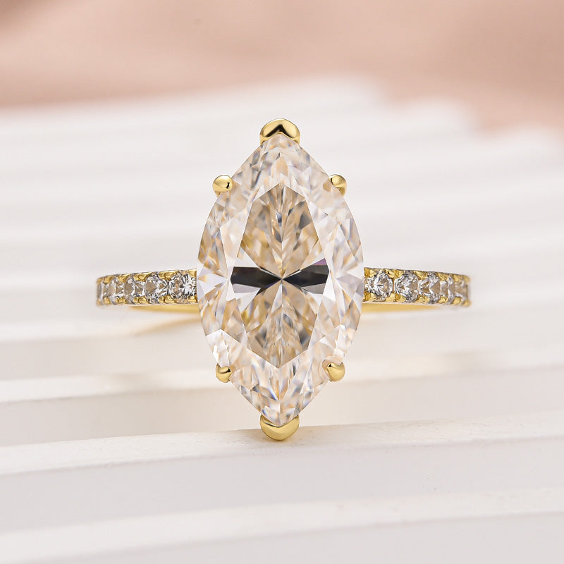 4.0CT Marquise Moissanite Ring – 925 Silver 18K Gold Plated