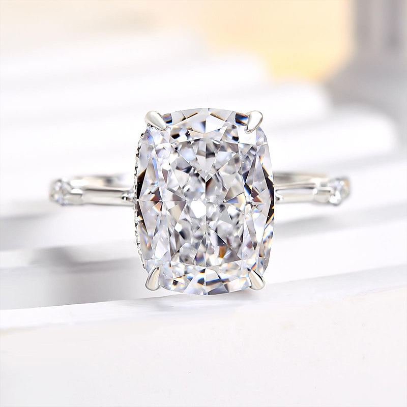4.5 Carat Cushion-Cut Simulated Diamond Engagement Ring