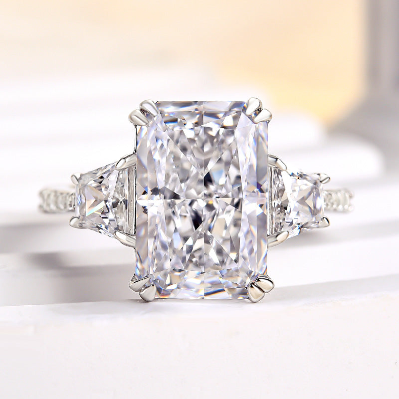 Gorgeous 6.5Ct Radiant Cut Three Stone Engagement Ring