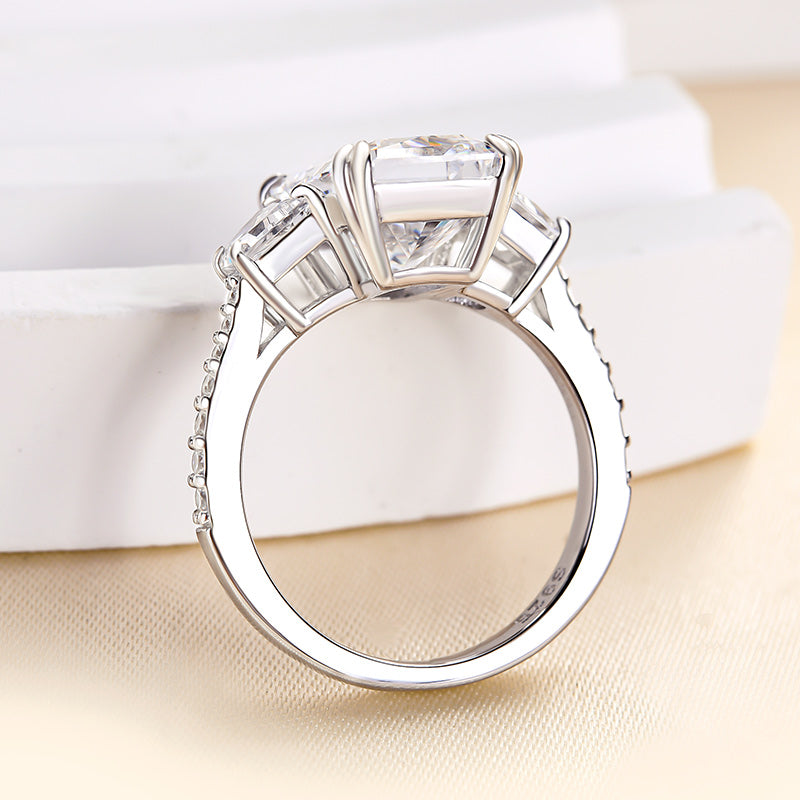 Gorgeous 6.5Ct Radiant Cut Three Stone Engagement Ring