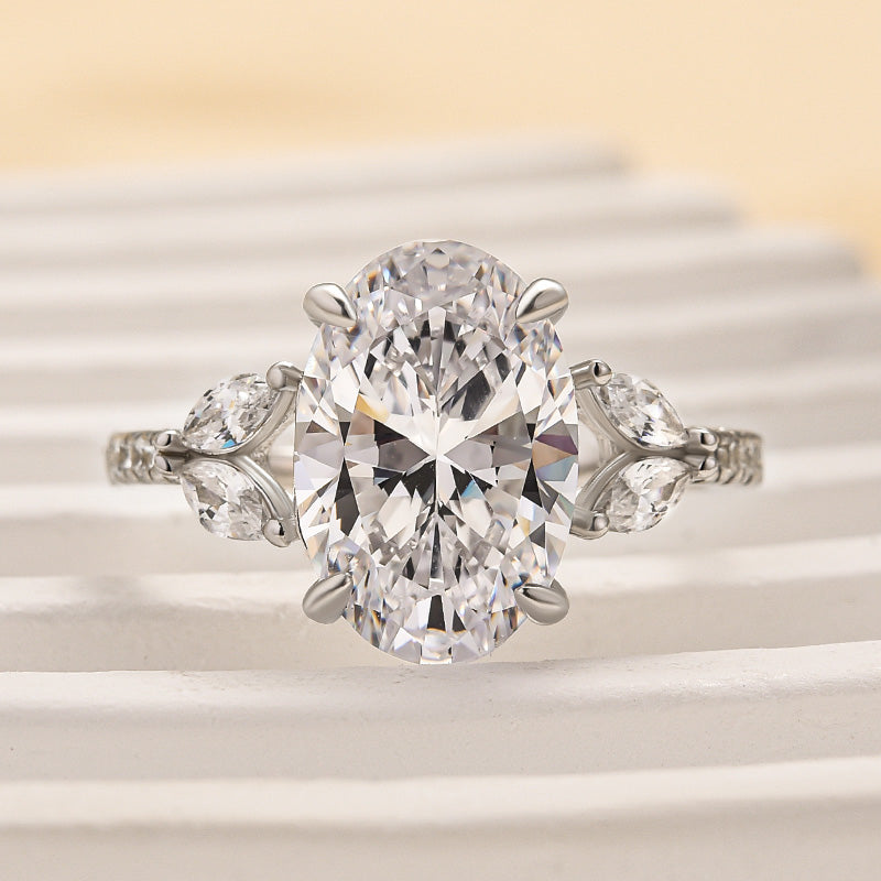 4.0ct Oval Diamond Ring with Mixed Cut Side Stones