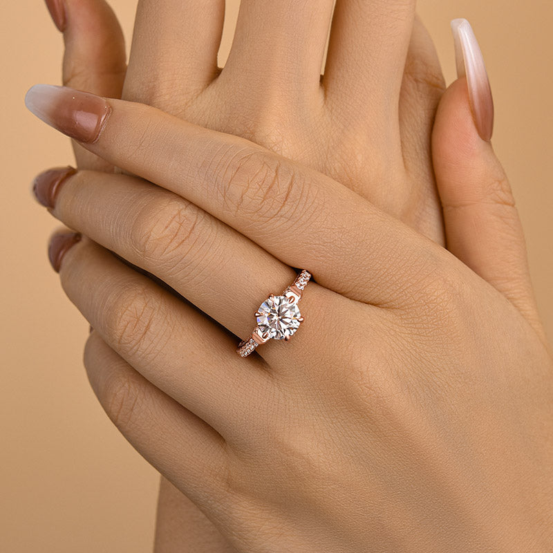 2 Carat Round-Cut Moissanite Engagement Ring in Sterling Silver