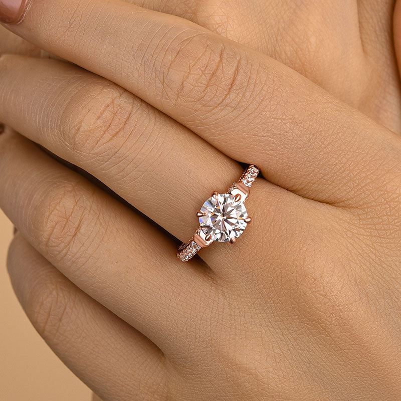 2 Carat Round-Cut Moissanite Engagement Ring in Sterling Silver