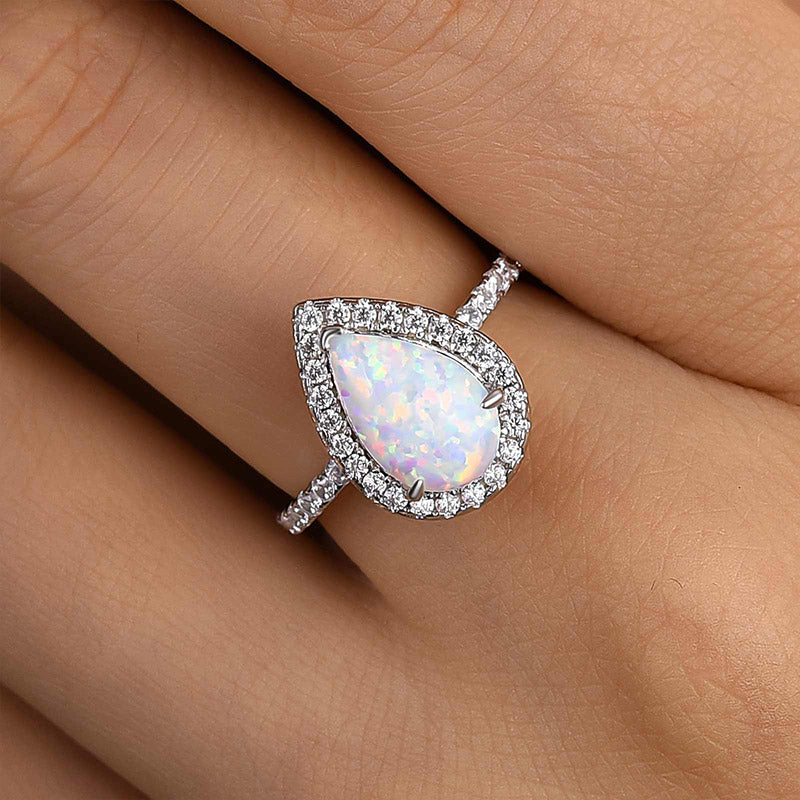 2.2ct Opal Pear Cut Ring with Diamond Accents