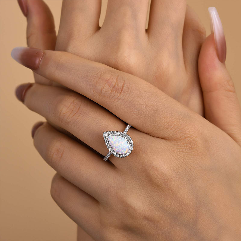 2.2ct Opal Pear Cut Ring with Diamond Accents