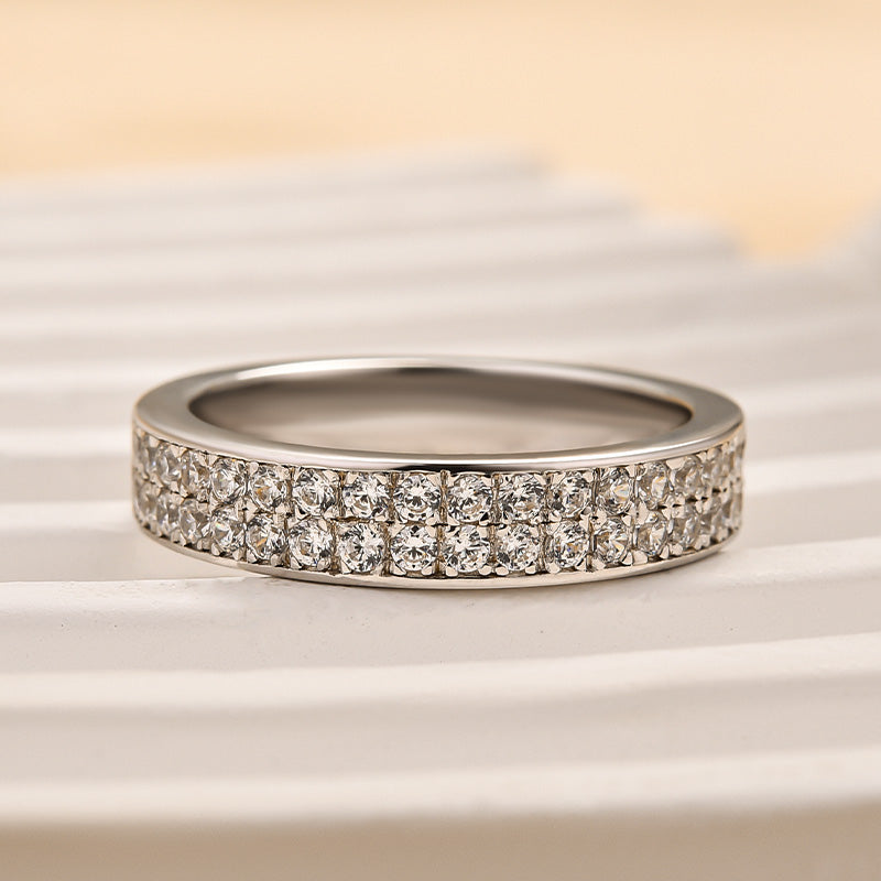 1.0ct Round Cut Simulated Diamond Wedding Band - Rose/Yellow/White Gold