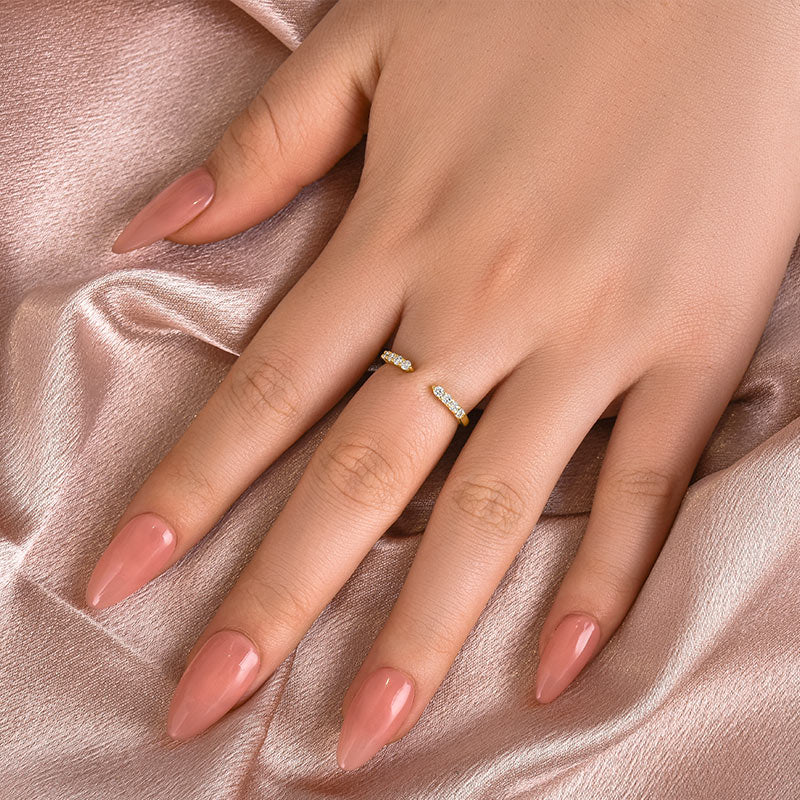 Dainty Open Moissanite Wedding Band – 925 Silver Gold Plated