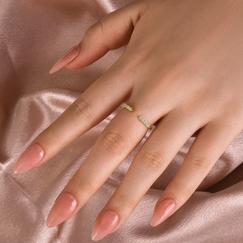 Dainty Open Moissanite Wedding Band – 925 Silver Gold Plated