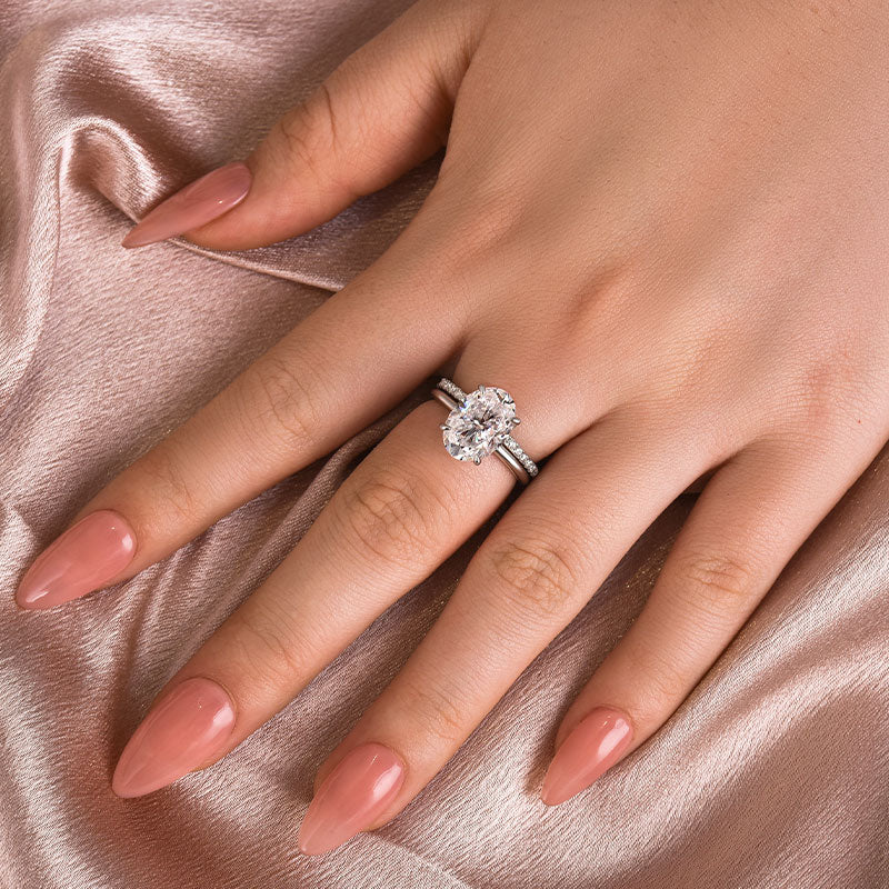 4.0CT Oval Cut Moissanite Ring – 925 Silver Platinum & Gold Plated