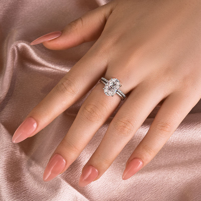 4.0CT Oval Cut Moissanite Ring – 925 Silver Platinum & Gold Plated