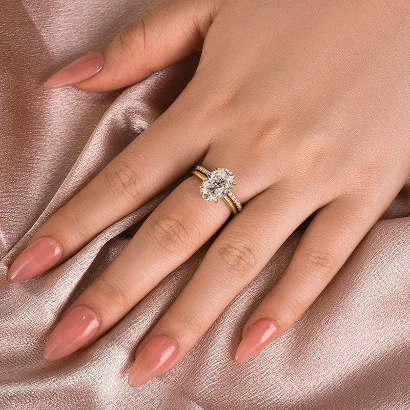 4.0CT Oval Cut Moissanite Ring – 925 Silver Platinum & Gold Plated