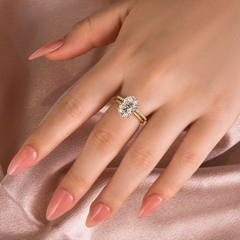 4.0CT Oval Cut Moissanite Ring – 925 Silver Platinum & Gold Plated