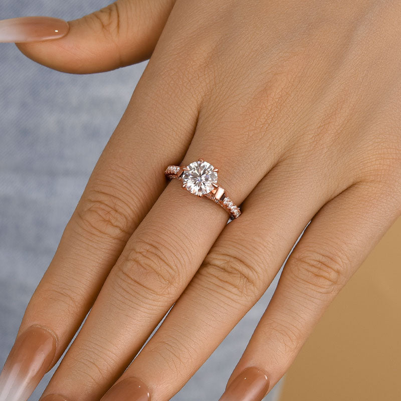 2 Carat Round-Cut Moissanite Engagement Ring in Sterling Silver