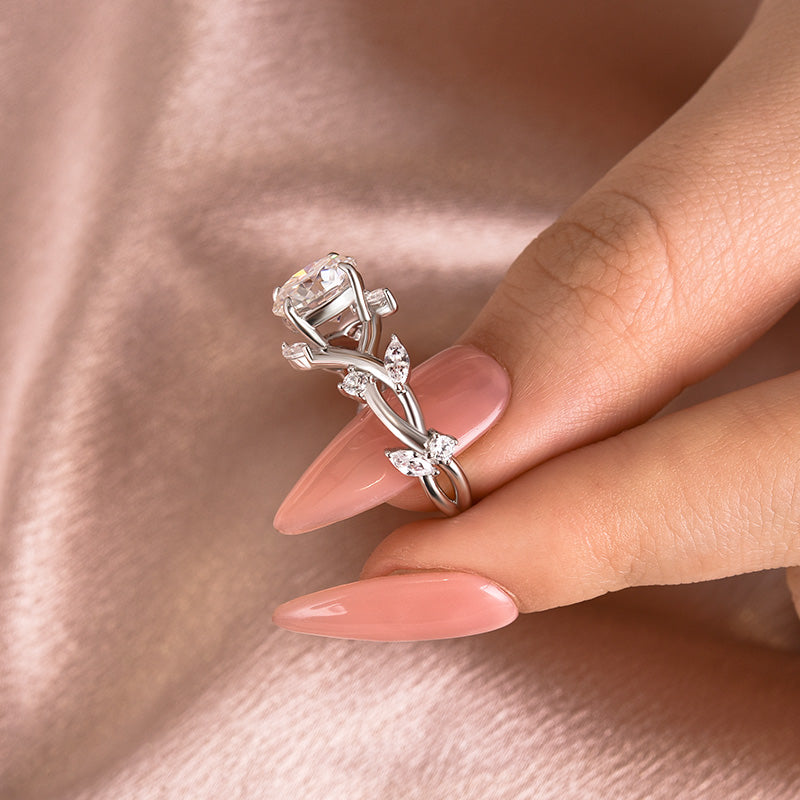 2Ct Vintage Vine Moissanite Ring - Bridal Set