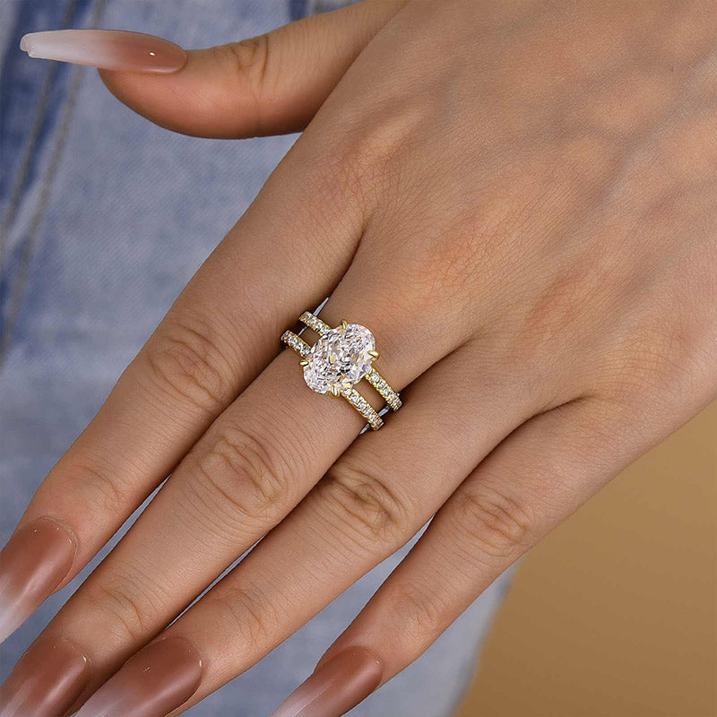 4.0 Carat Oval Cut Split Band Diamond Ring