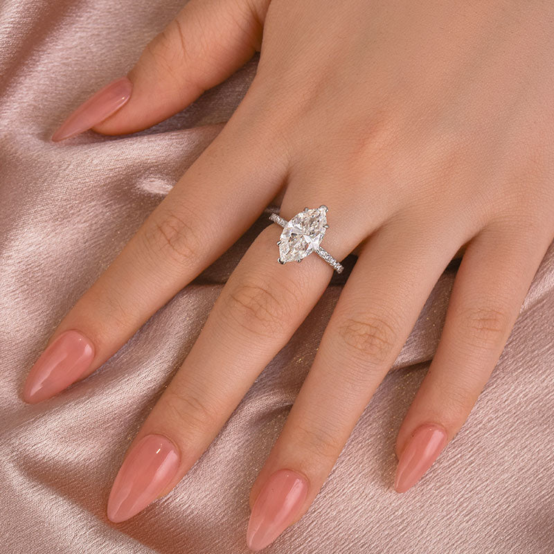 4.0CT Marquise Moissanite Ring – 925 Silver 18K Gold Plated