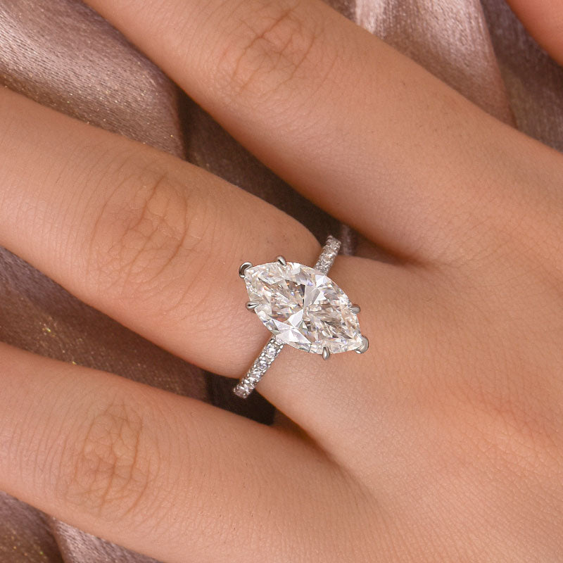 4.0CT Marquise Moissanite Ring – 925 Silver 18K Gold Plated